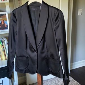 Context Black Satin Single-Button Blazer